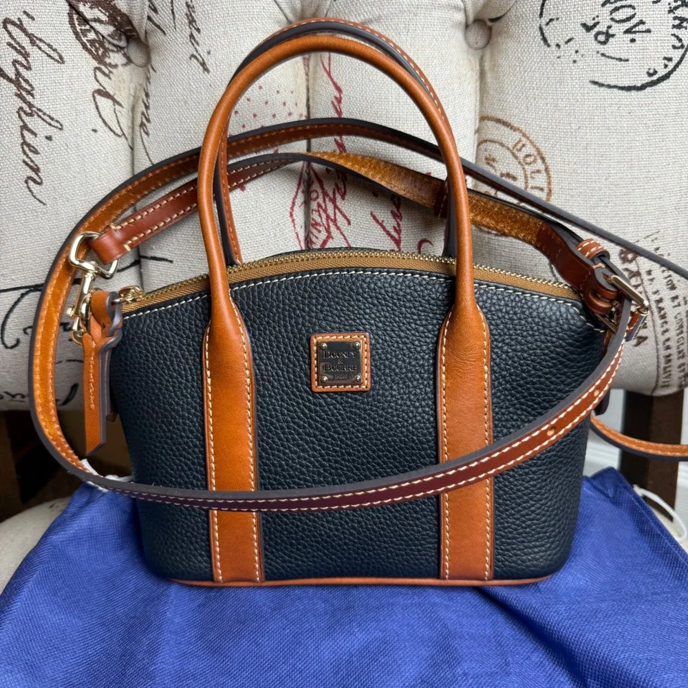 Dooney & Bourke Small Madeline Satchel Black Pebbled Leather Crossbody R5073 BL